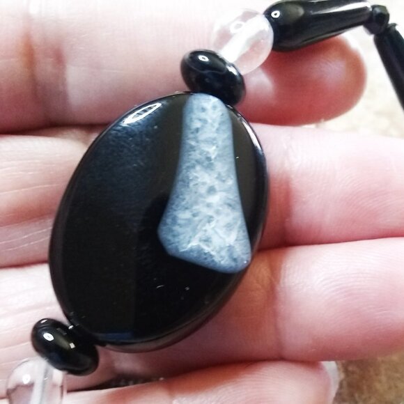 Massive Protection Bracelet: Black Agate + Quartz ~ Balance Energy & Chi Flow - Picture 7 of 11